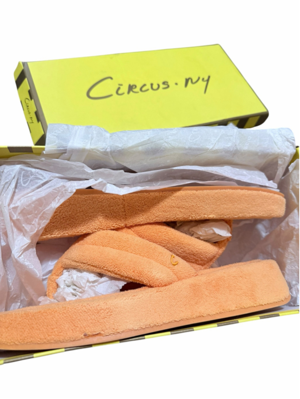 Women's Circus NY Orange Terry Cloth Flip Flop Slippers Size 9.5M